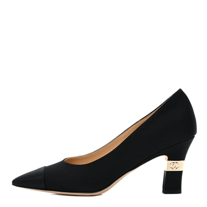 Chanel Grosgrain Cap Toe CC Pumps 36.5 Black 1 of 9