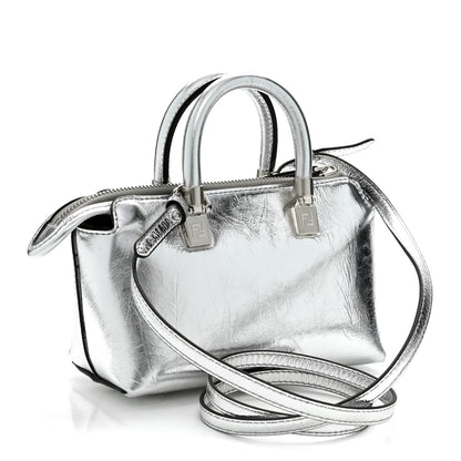 Fendi Rock Millenium Logo Embossed Mini By The Way Top Handle Boston Bag Argento 3 of 10