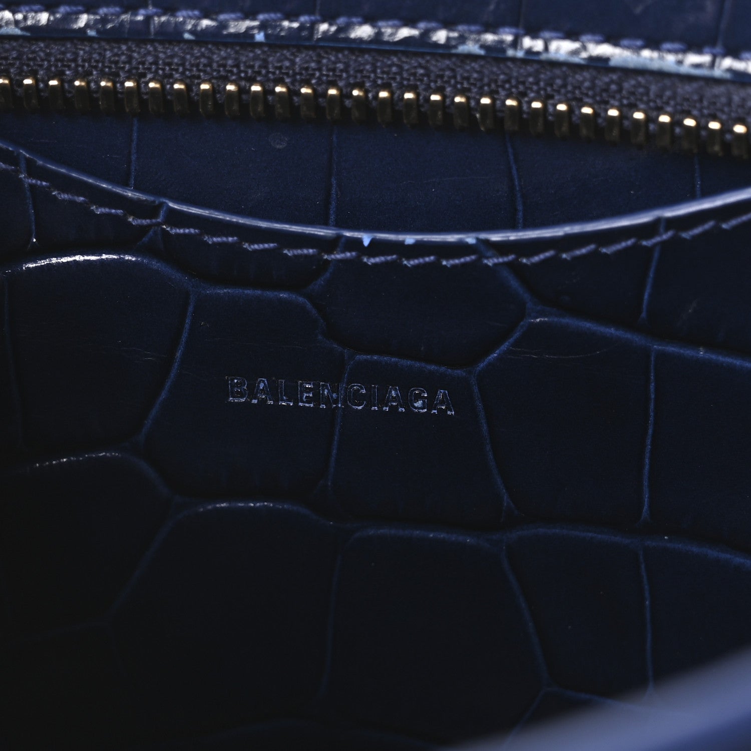 Balenciaga Shiny Supple Calfskin Crocodile Embossed Neo Classic