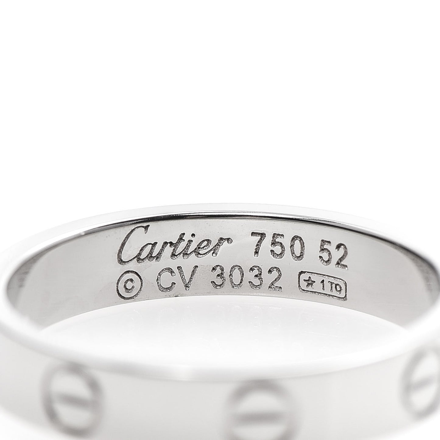 18K White Gold 3.5mm LOVE Wedding Band Ring 52 6