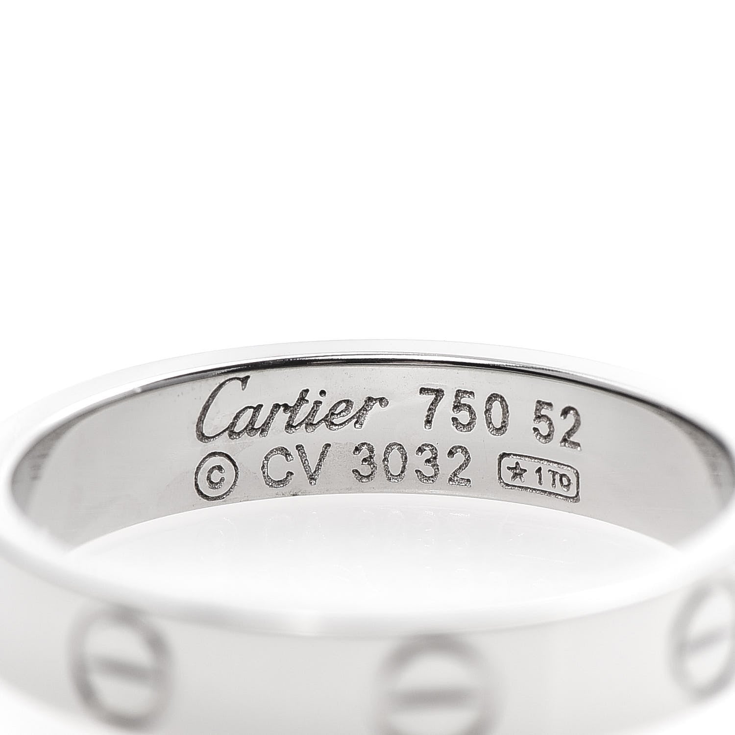 Cartier 18K White Gold 3.5mm LOVE Wedding Band Ring 52 6 4 of 5