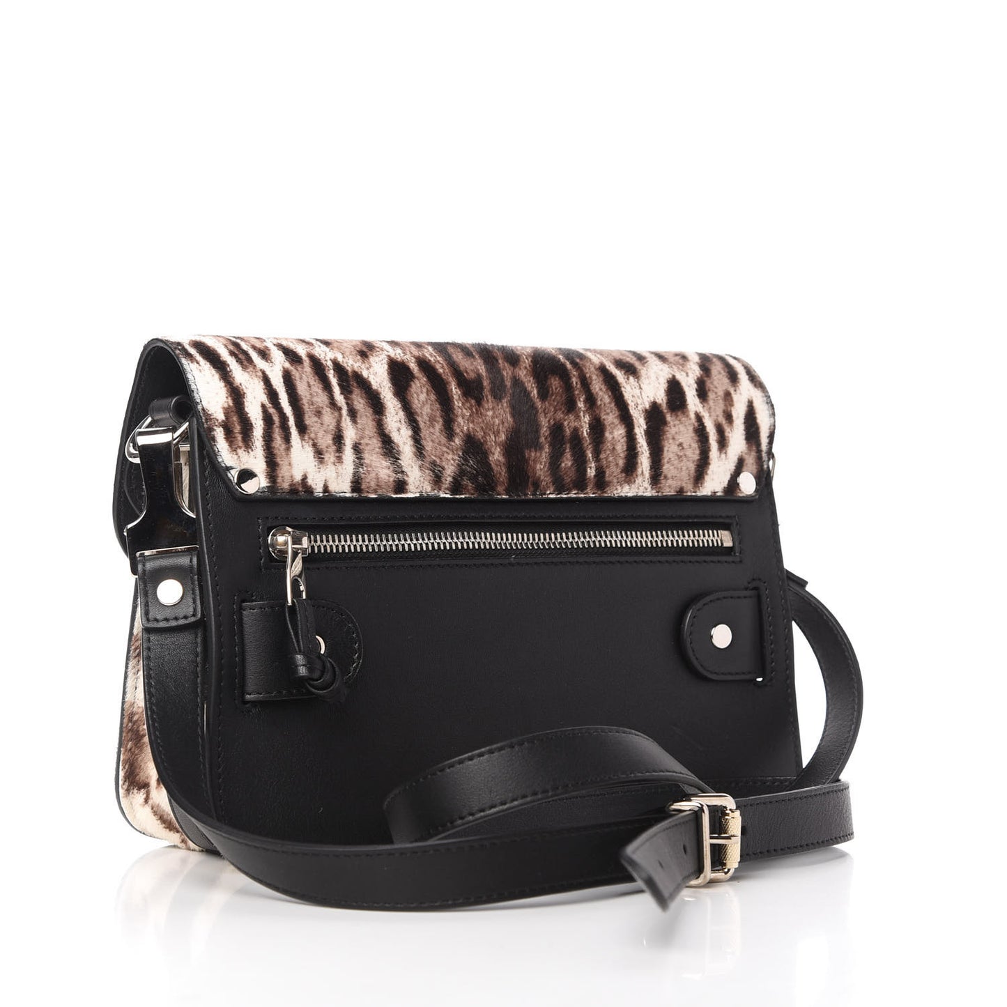 Calf Hair Leopard Print Mini PS11 Classic Shoulder Bag Black