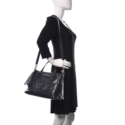 Gucci Vernice Naplack Small Soho Top Handle Satchel Uniform Blue 2 of 13