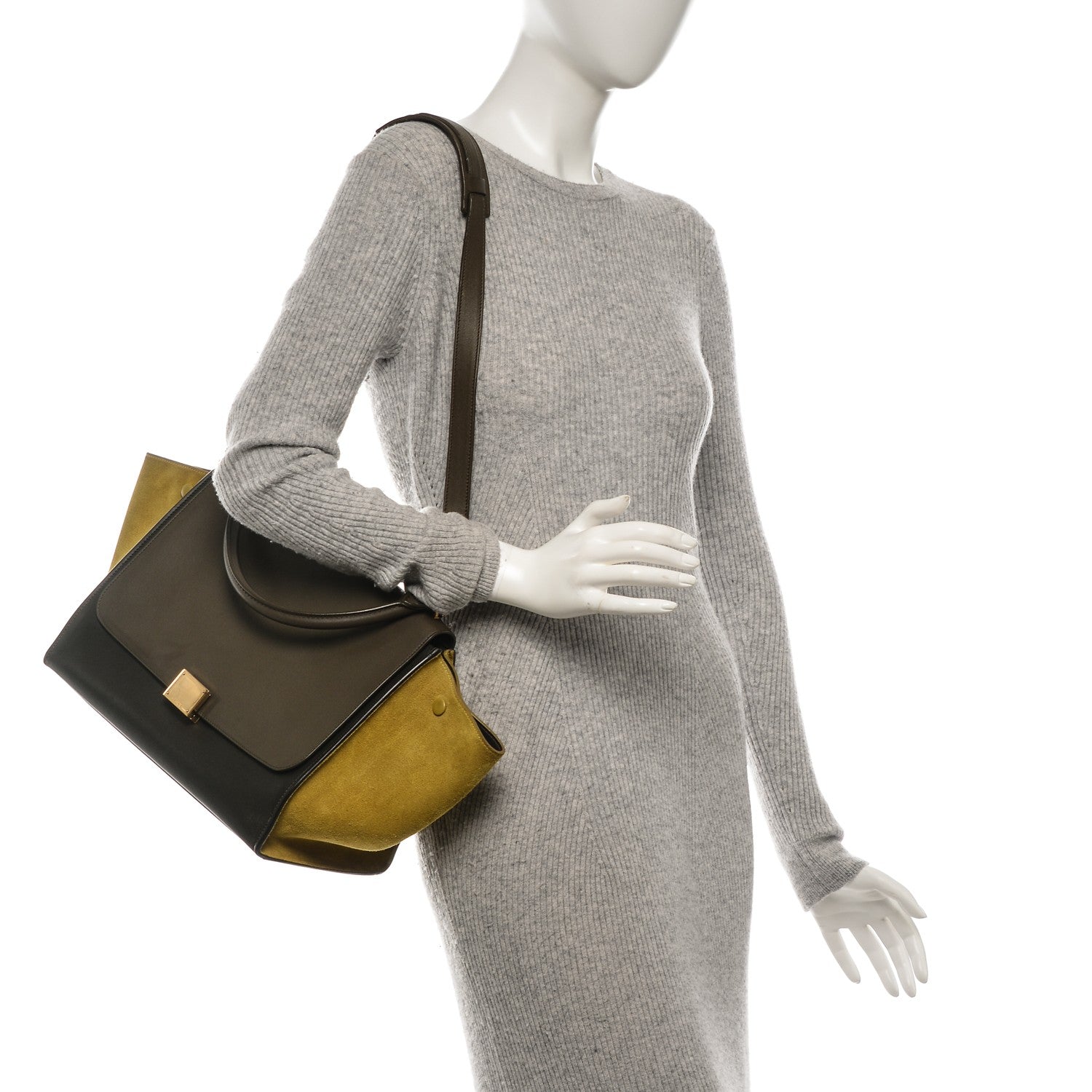 Celine Smooth Calfskin Medium Tri-Color Trapeze Amber 2 of 11