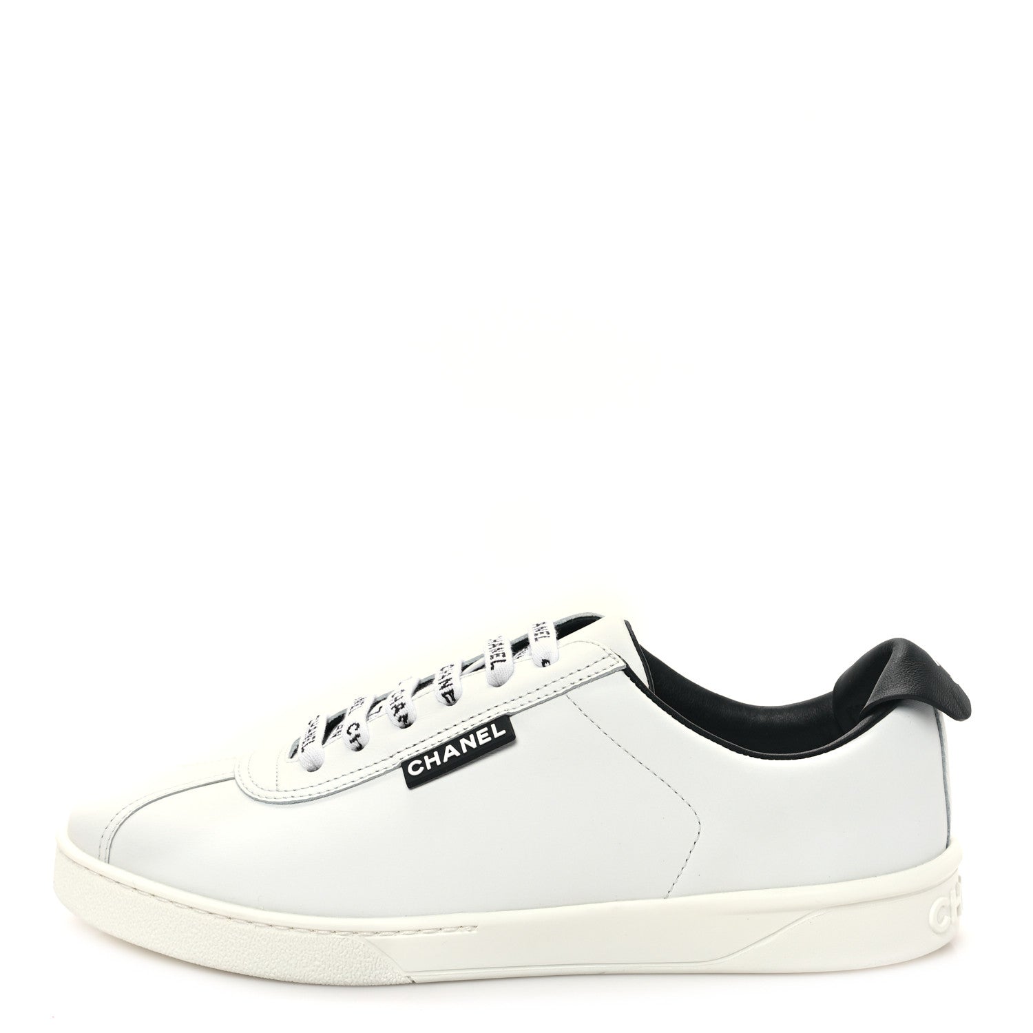 Chanel Calfskin Womens CC Sneakers 38.5 White 1 of 8