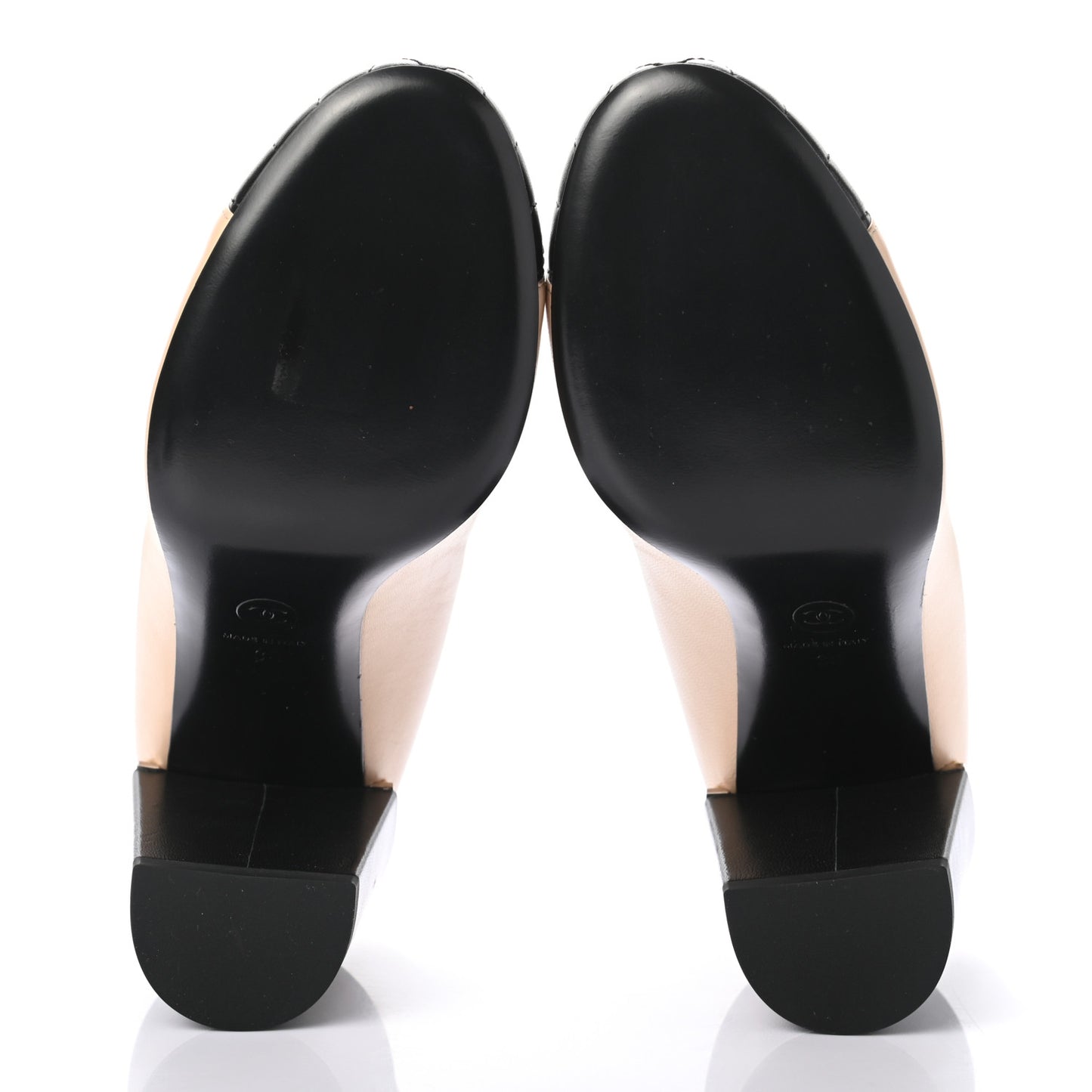 Lambskin Pearl Cap Toe Pumps 38 Beige Black