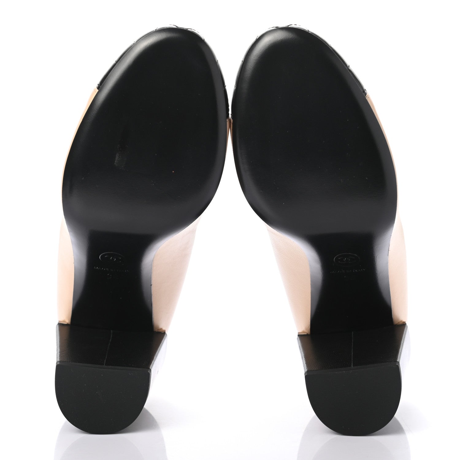 Chanel Lambskin Pearl Cap Toe Pumps 38 Beige Black 5 of 7