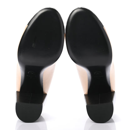 Chanel Lambskin Pearl Cap Toe Pumps 38 Beige Black 5 of 7