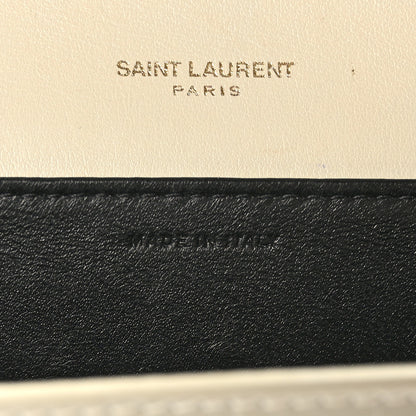 Saint Laurent Calfskin Crocodile Embossed Monogram Uptown Chain Wallet Crema Soft 7 of 9