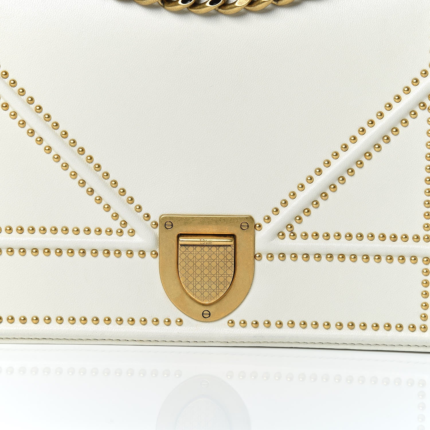 Christian Dior Lambskin Studded Medium Diorama Flap Bag Latte 11 of 11