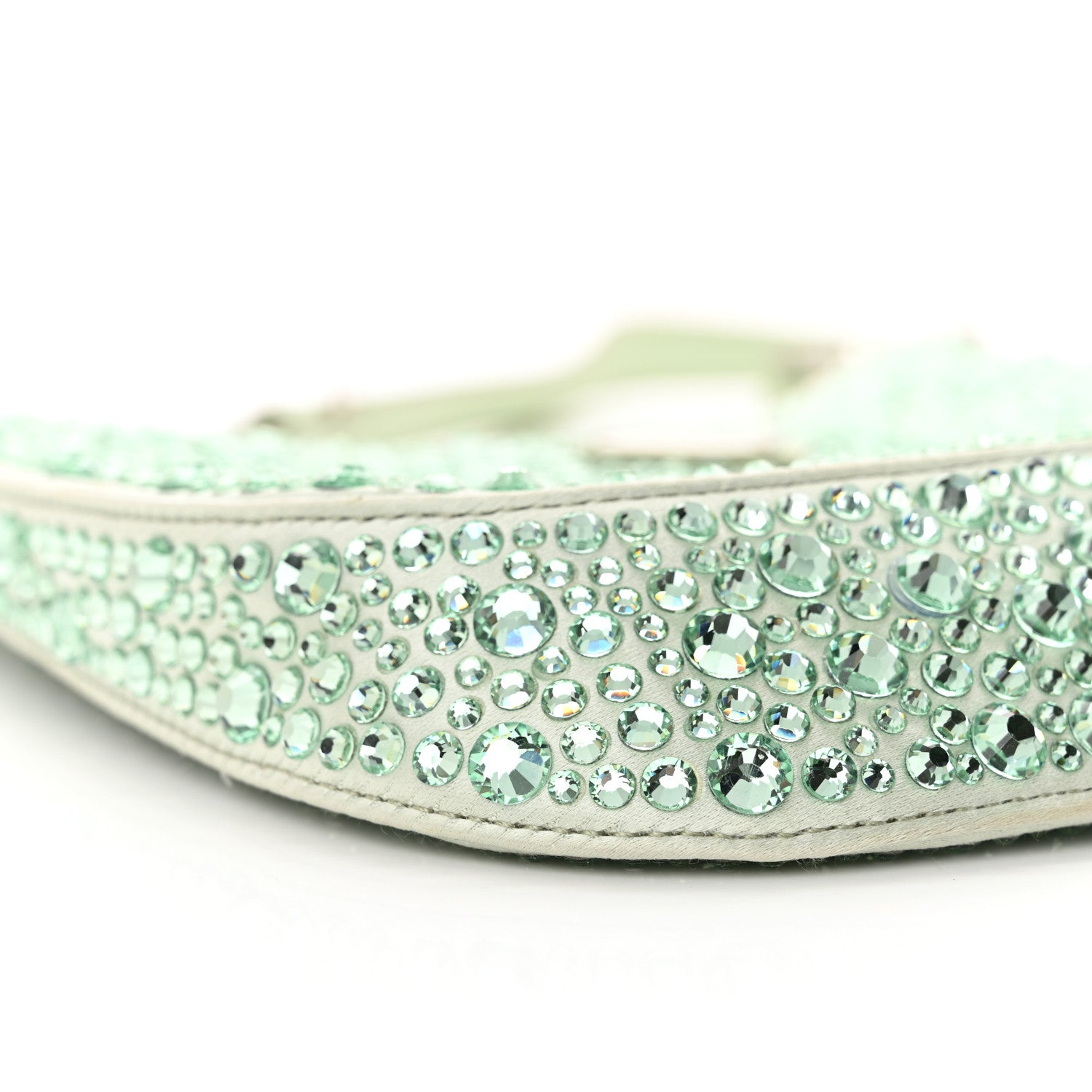 Prada Satin Crystal Cleo Adjustable Strap Shoulder Bag Acqua 9 of 13