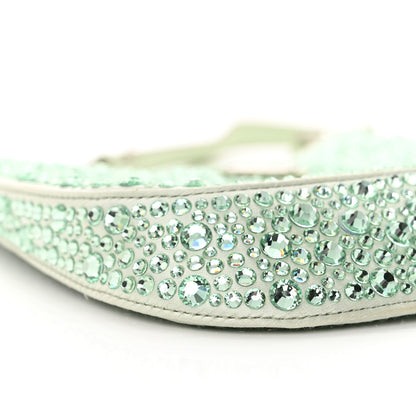Prada Satin Crystal Cleo Adjustable Strap Shoulder Bag Acqua 9 of 13