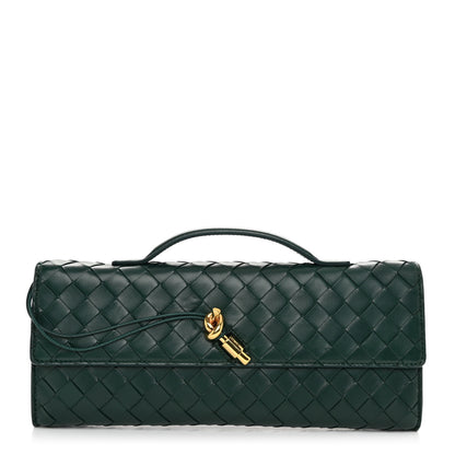 Bottega Veneta Nappa Intrecciato Long Andiamo Top Handle Clutch Emerald Green 1 of 9