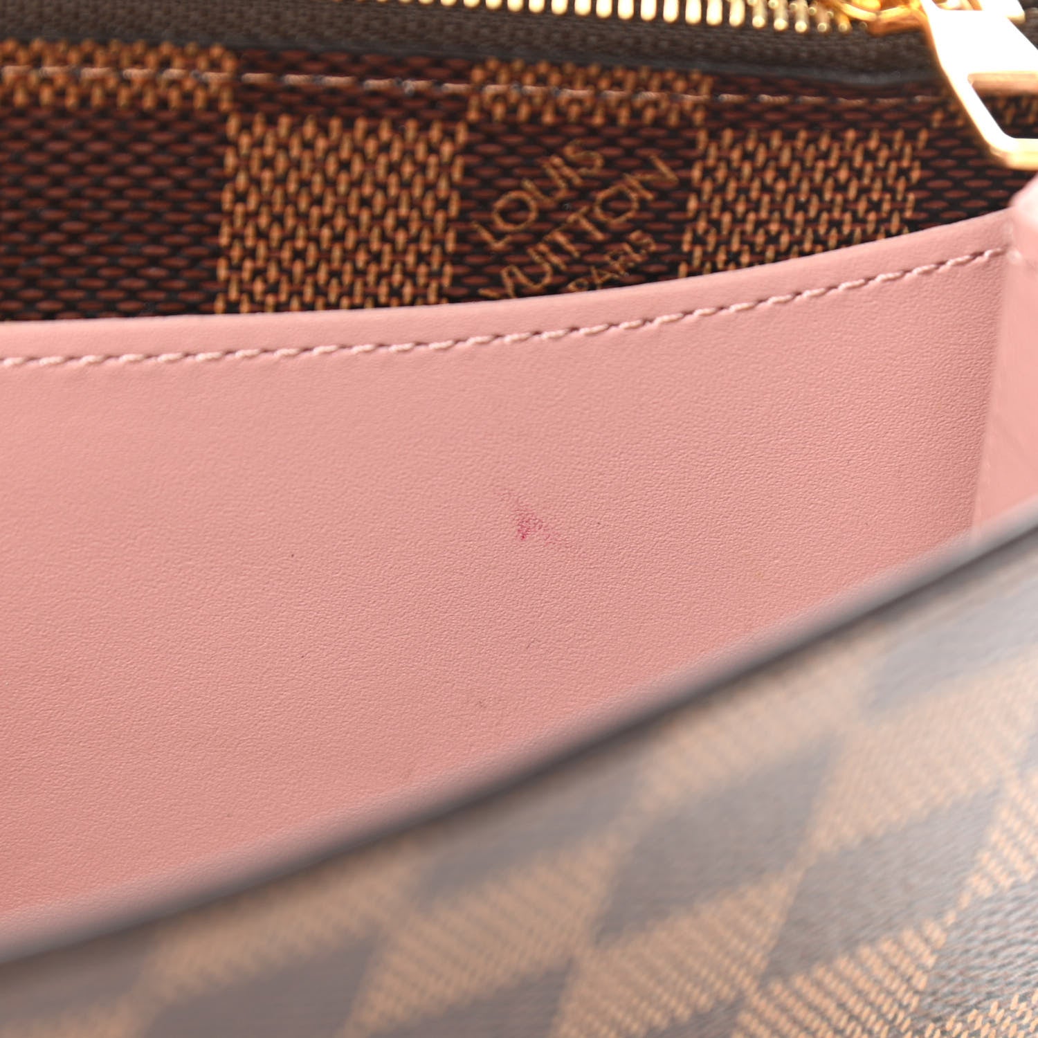 Louis Vuitton Damier Ebene Croisette Chain Wallet Rose Ballerine 11 of 12