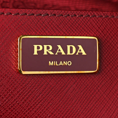 Prada Saffiano Lux Galleria Front Pocket Tote Cerise Papaya 6 of 8