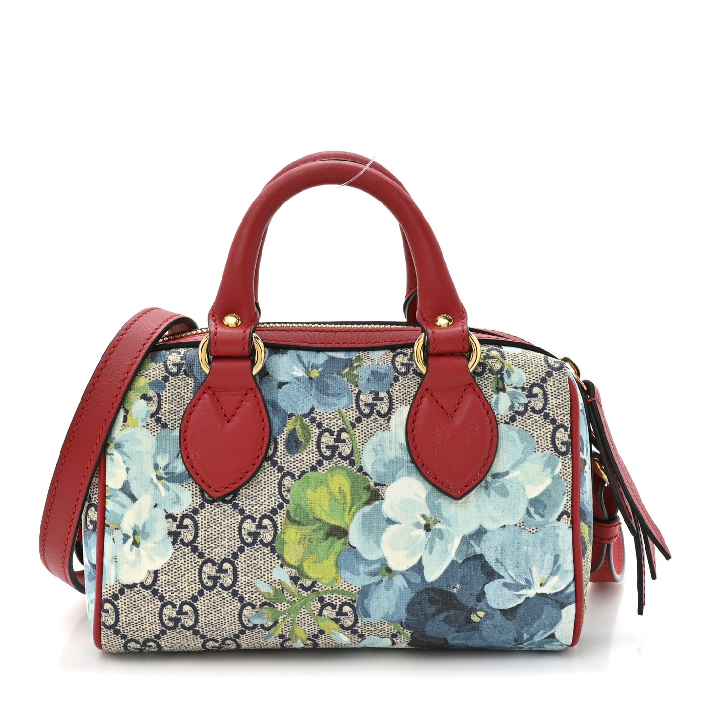 GG Supreme Monogram Blooms Mini Boston Navy Blue Hibiscus