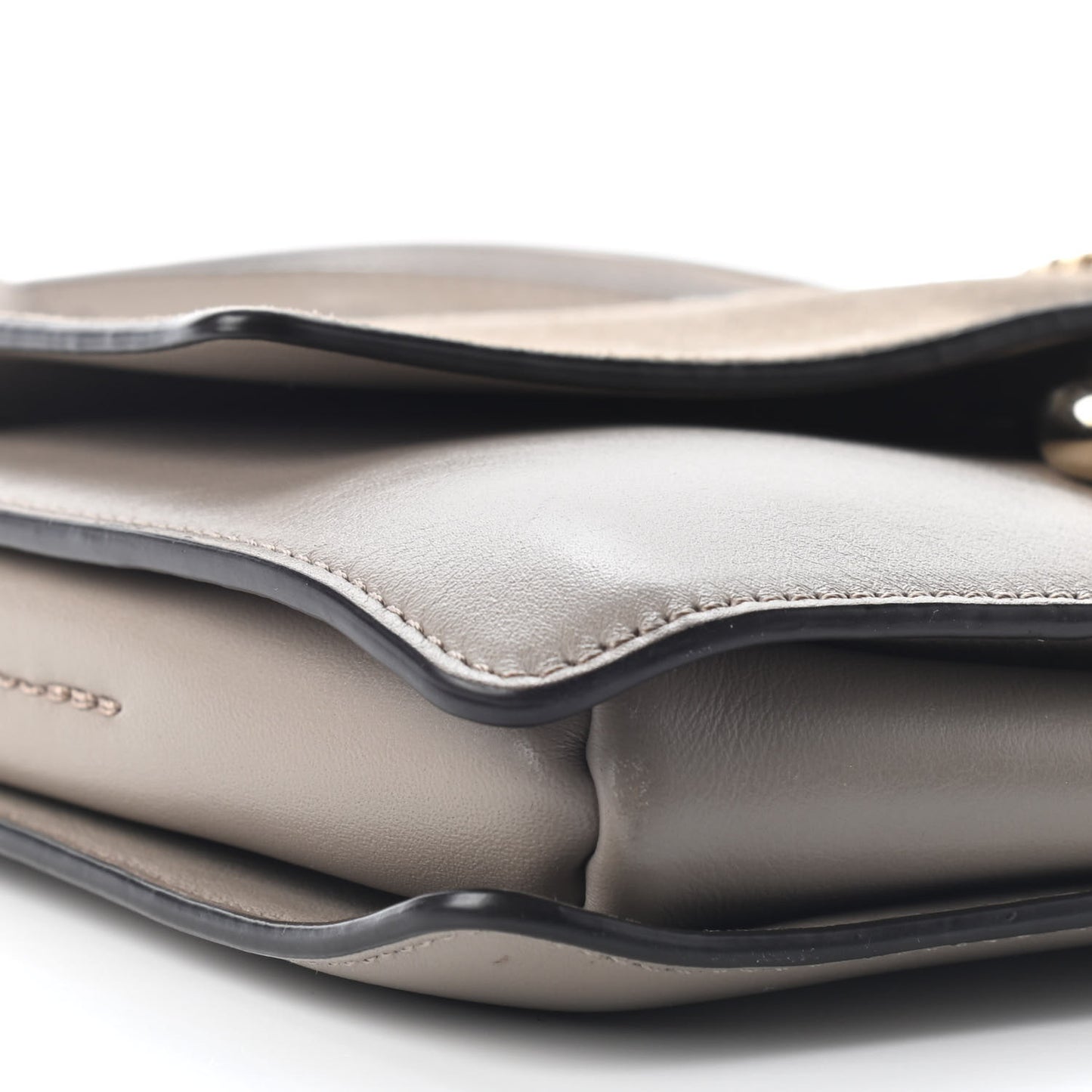 Suede Calfskin Small Faye Shoulder Bag Motty Grey