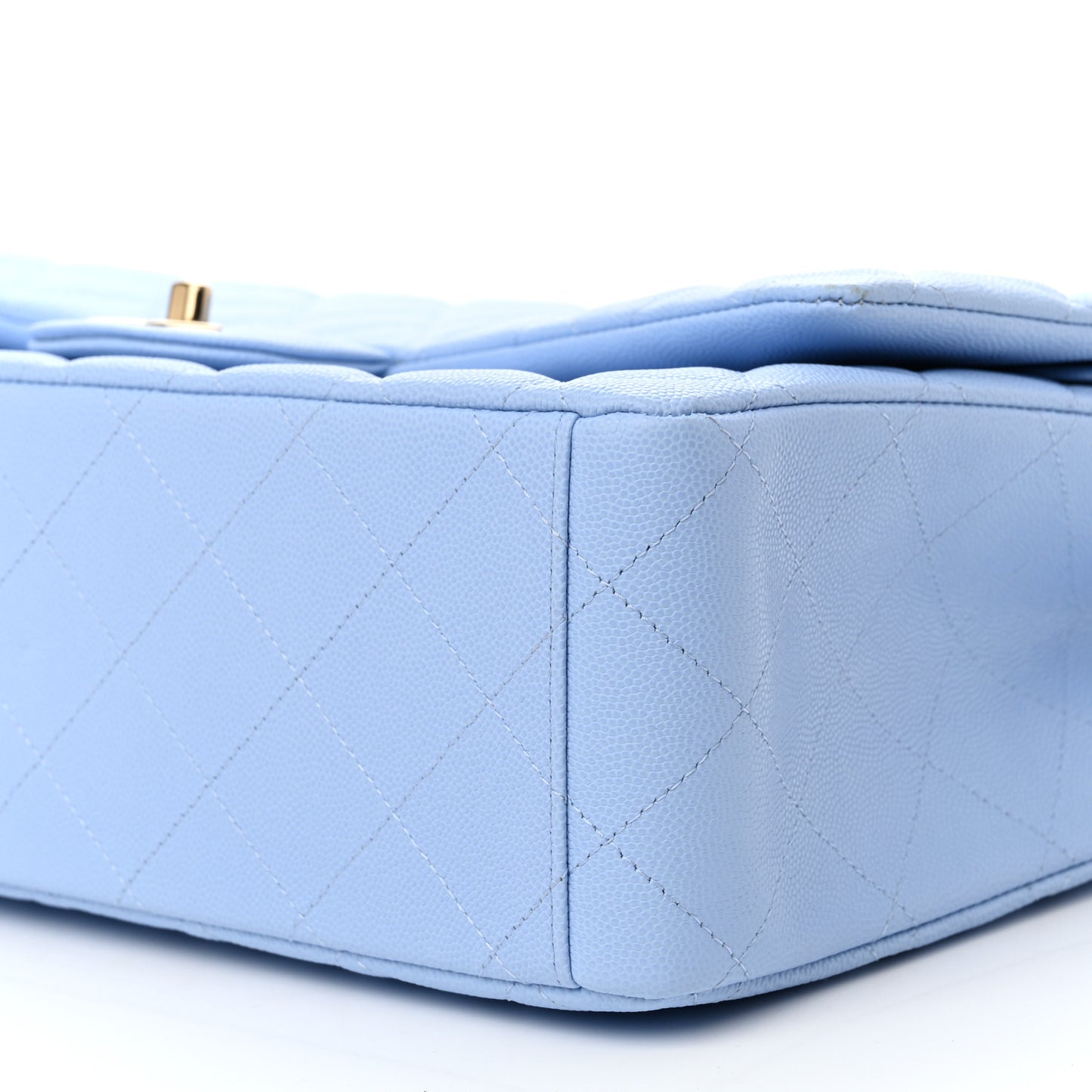 Caviar Quilted Maxi Double Flap Light Blue