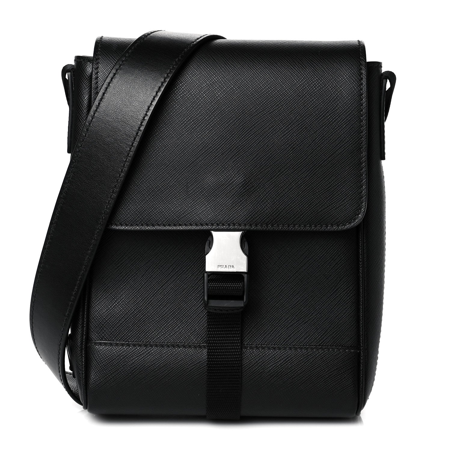 Prada Saffiano Messenger Satchel Black 1 of 9
