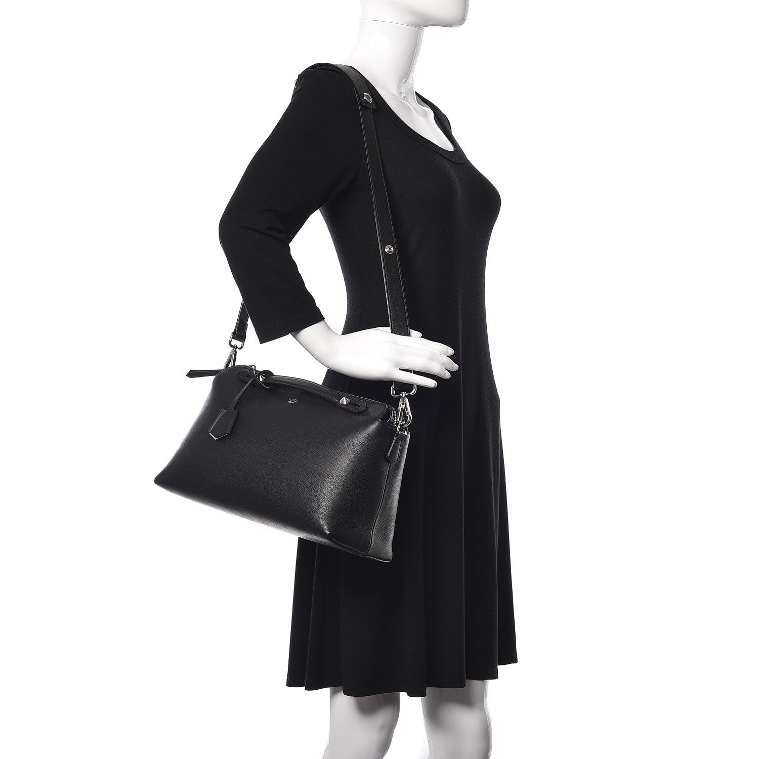 Fendi Vitello Dolce Marmol Large By The Way Boston Bag Black 2 of 13