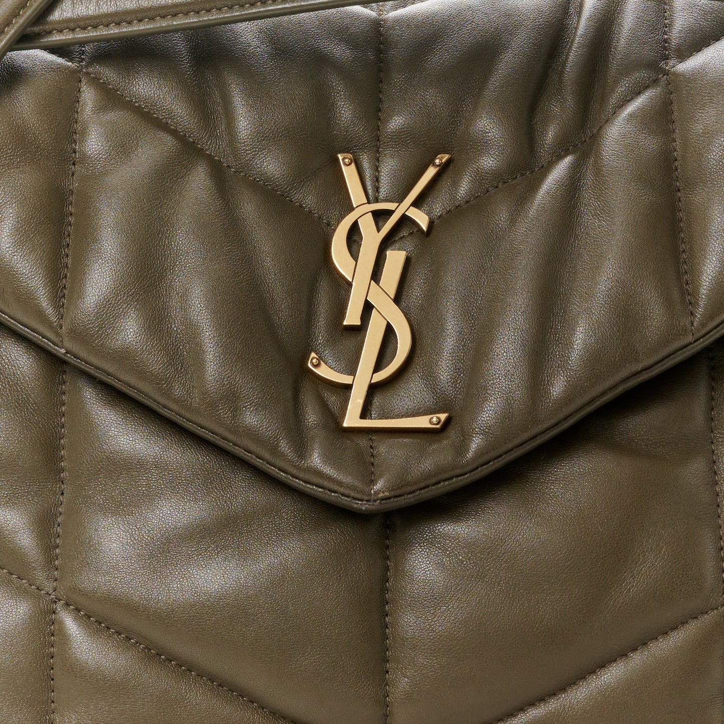 Lambskin Quilted Medium Loulou Puffer Monogram Chain Satchel Seaweed