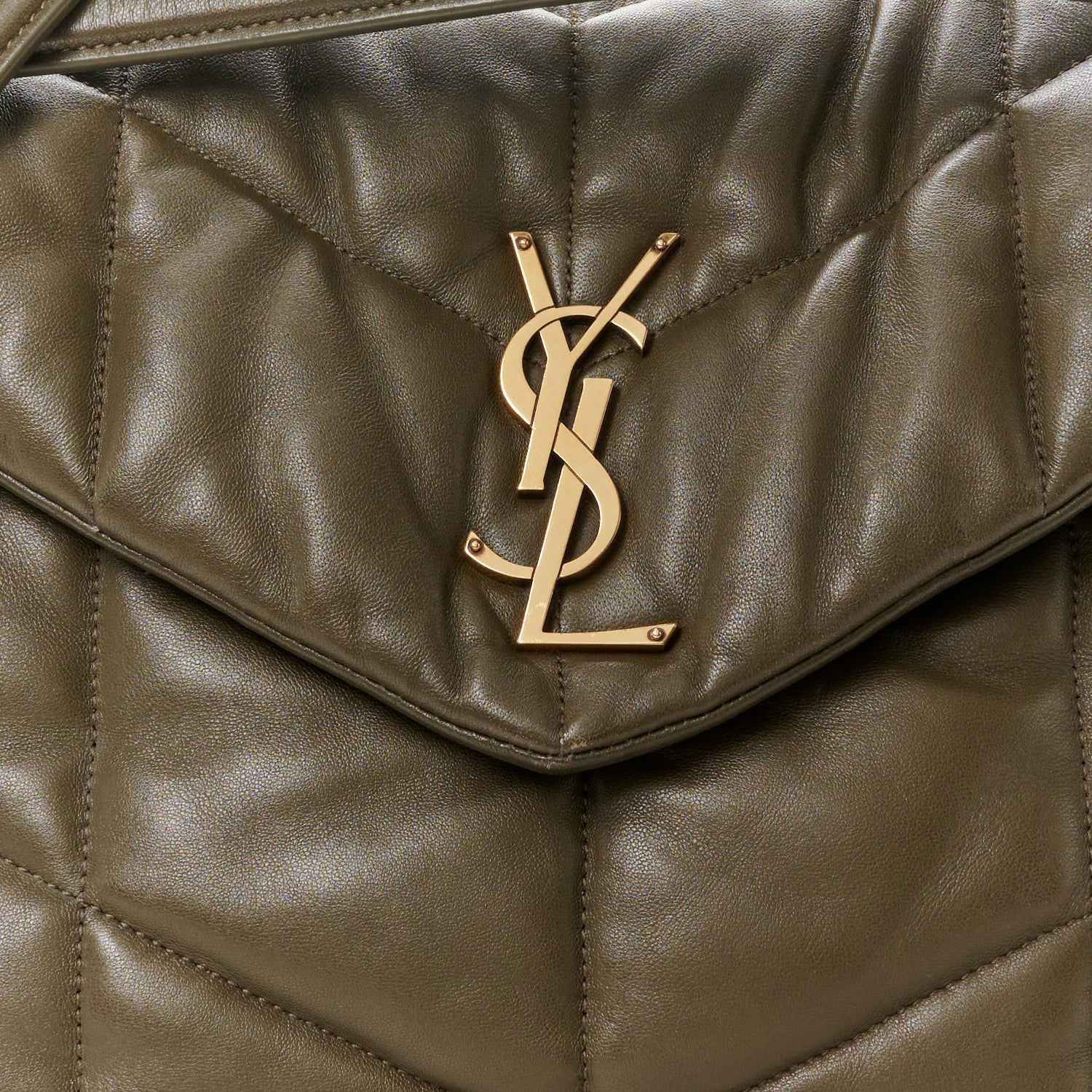 Saint Laurent Lambskin Quilted Medium Loulou Puffer Monogram Chain Satchel Seaweed 9 of 11