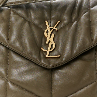 Saint Laurent Lambskin Quilted Medium Loulou Puffer Monogram Chain Satchel Seaweed 9 of 11