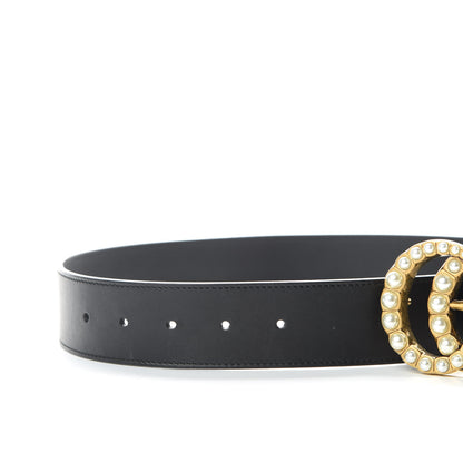 Gucci Moon Calfskin Pearl Double G 40mm Belt 70 28 Black Cream 4 of 4