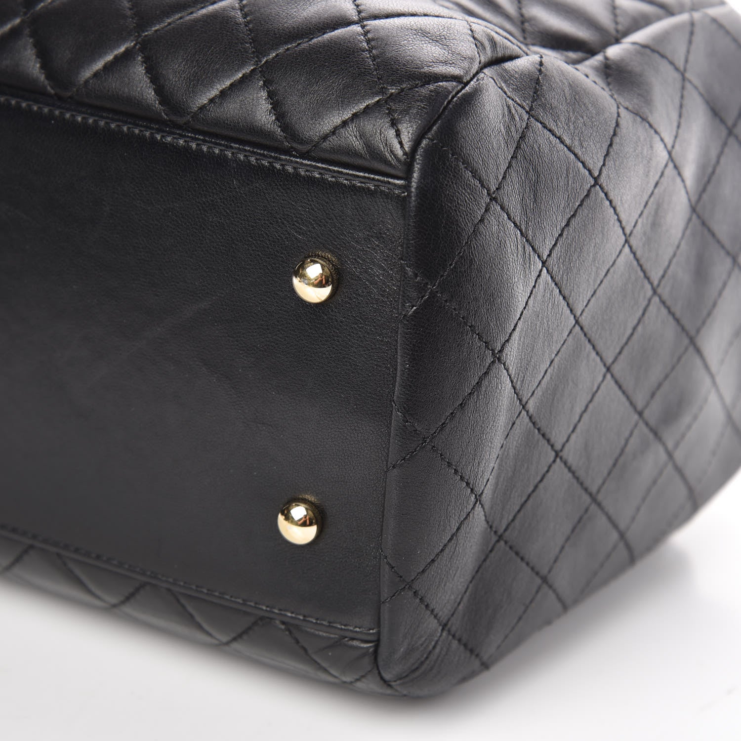 Chanel Lambskin Quilted Large Drawstring Bag Black 9 of 10