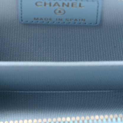 Chanel Lambskin Quilted Chanel 19 Vertical Zip Card Holder Wallet Light Blue 5 of 9