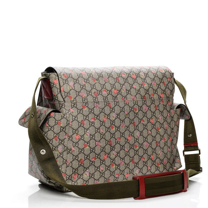 Gucci GG Supreme Monogram Strawberry Messenger Diaper Bag Beige 5 of 15