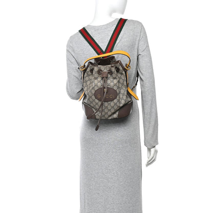Gucci GG Supreme Monogram Neo Vintage Drawstring Bucket Backpack Beige New Acero Crop 2 of 15