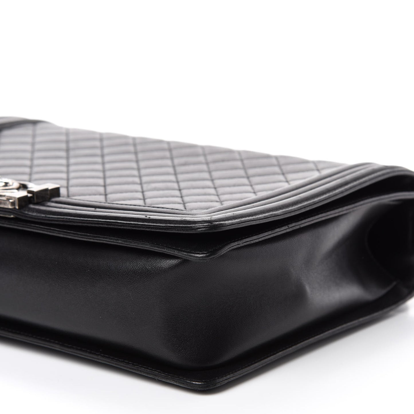 Lambskin Quilted Large Boy Flap Black