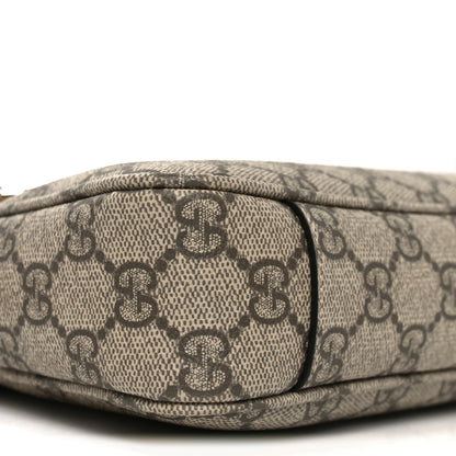 Gucci GG Supreme Monogram Textured Calfskin Small Emblem Shoulder Bag Beige Black 9 of 10