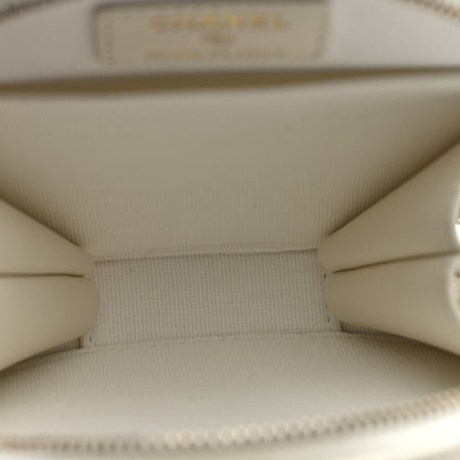 Chanel Caviar Quilted Round Handle With Care Vanity With Chain White 5 of 12