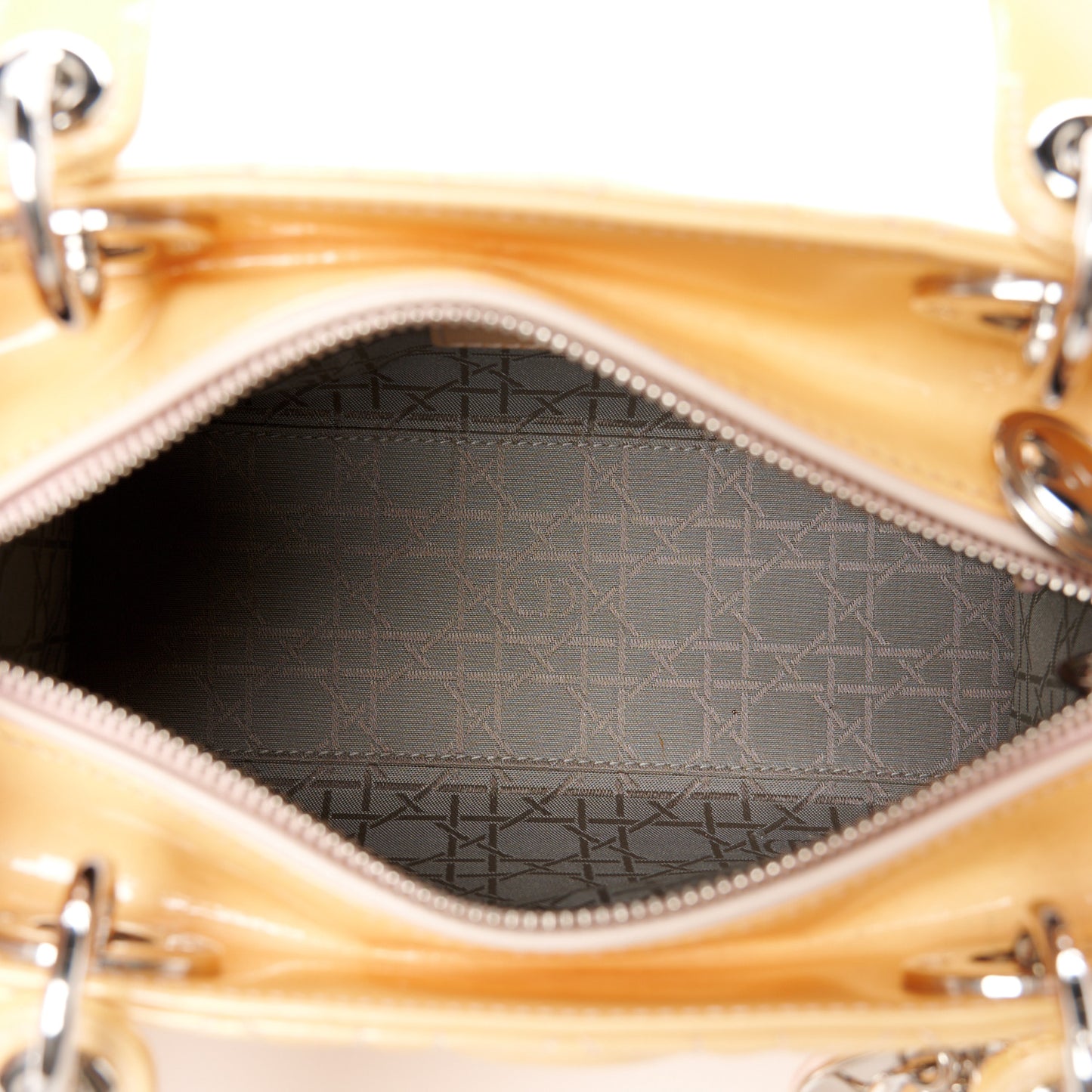 Patent Cannage Medium Lady Dior Yellow