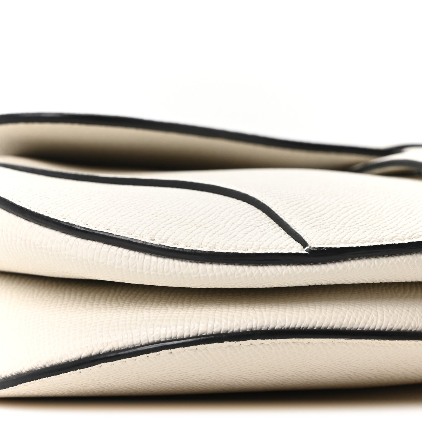 Grained Calfskin Saddle Bag White