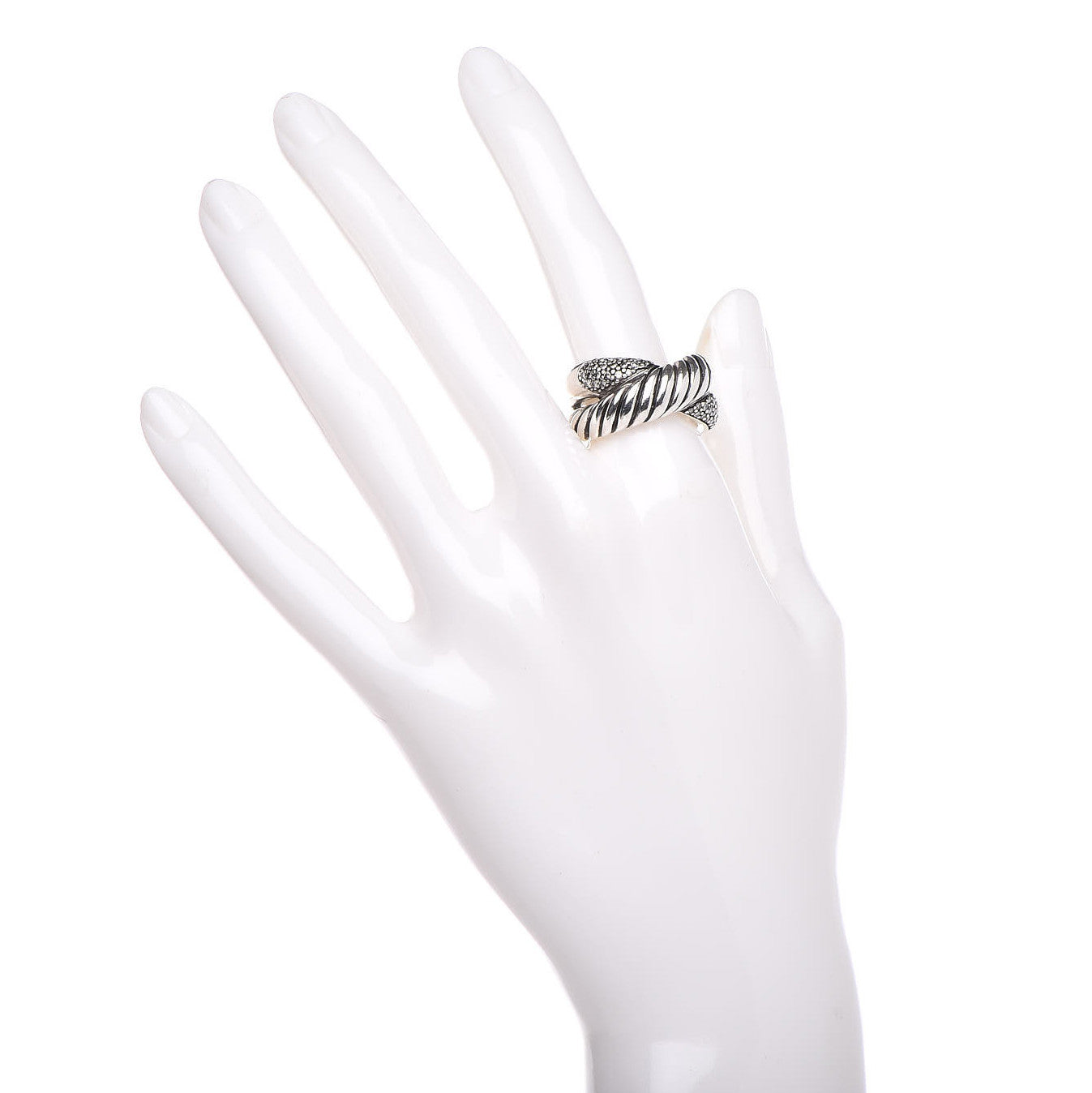 Sterling Silver Diamond Crossover Cable Ring 54 7