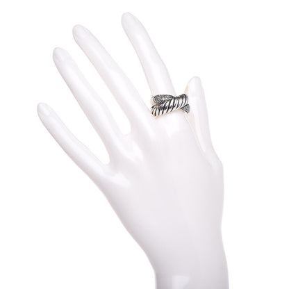 David Yurman Sterling Silver Diamond Crossover Cable Ring 54 7 2 of 5