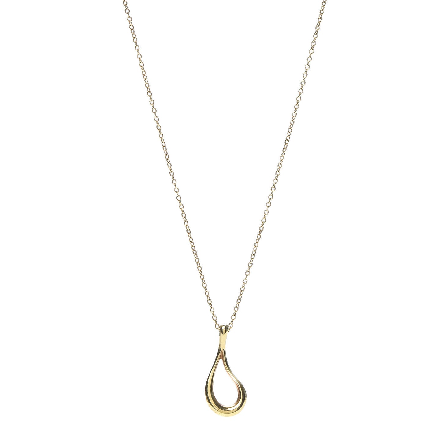 18K Yellow Gold Elsa Peretti Open Tear Drop Pendant Necklace