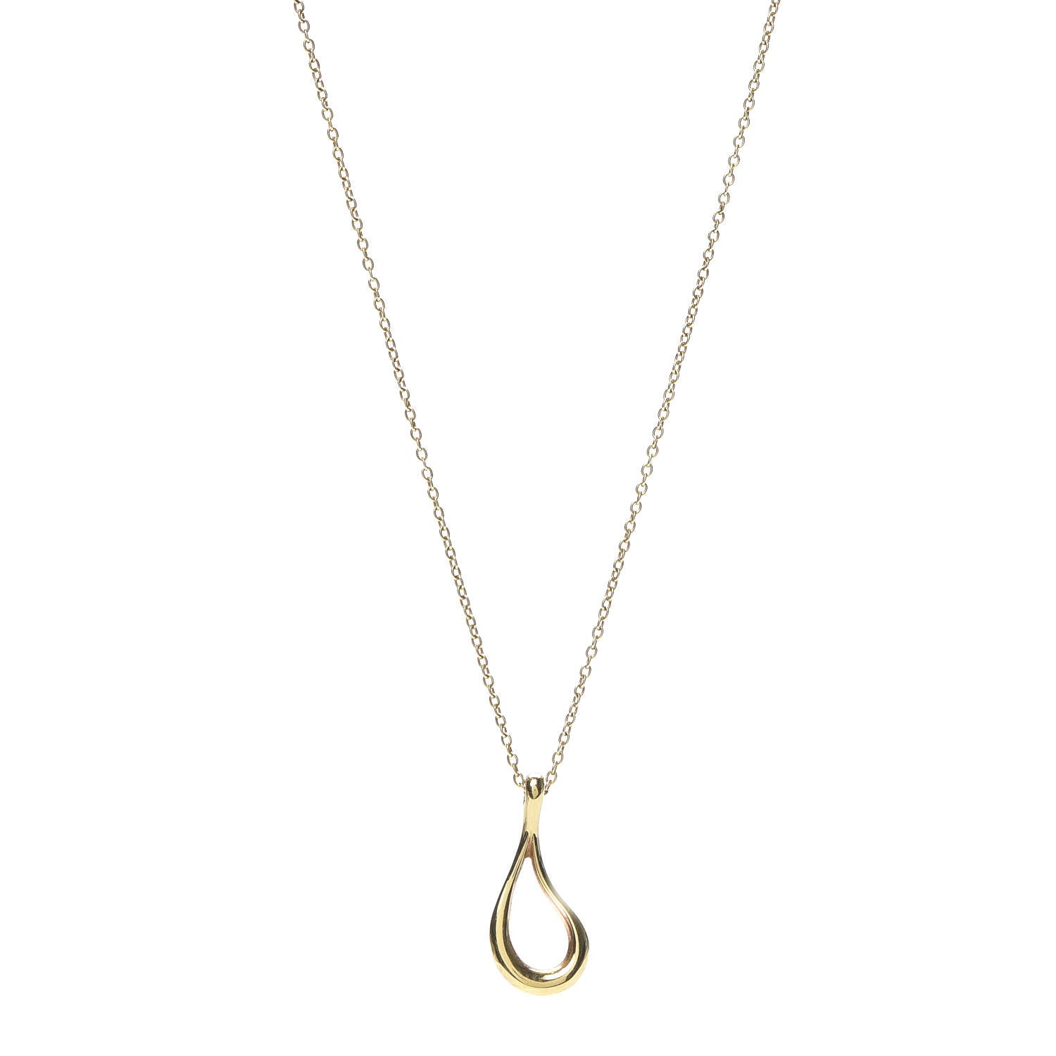 Tiffany 18K Yellow Gold Elsa Peretti Open Tear Drop Pendant Necklace 1 of 6
