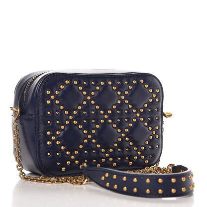 Christian Dior Lambskin Cannage Studded Lady Dior Camera Case Pouch Blue 3 of 7