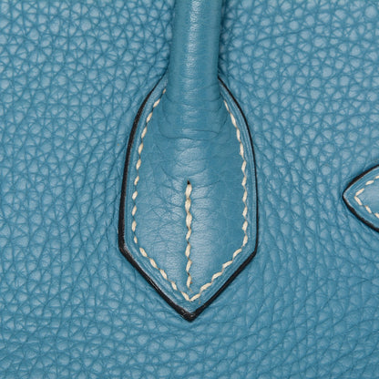 Hermes Taurillon Clemence Birkin 30 Blue Jean 10 of 28