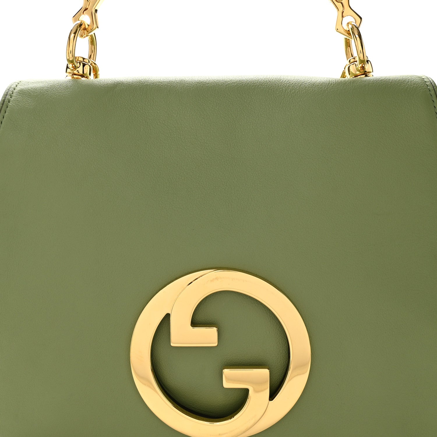 Gucci Roxy Calfskin Web Medium Blondie Top Handle Shoulder Flap Bag Salamander Green 8 of 12