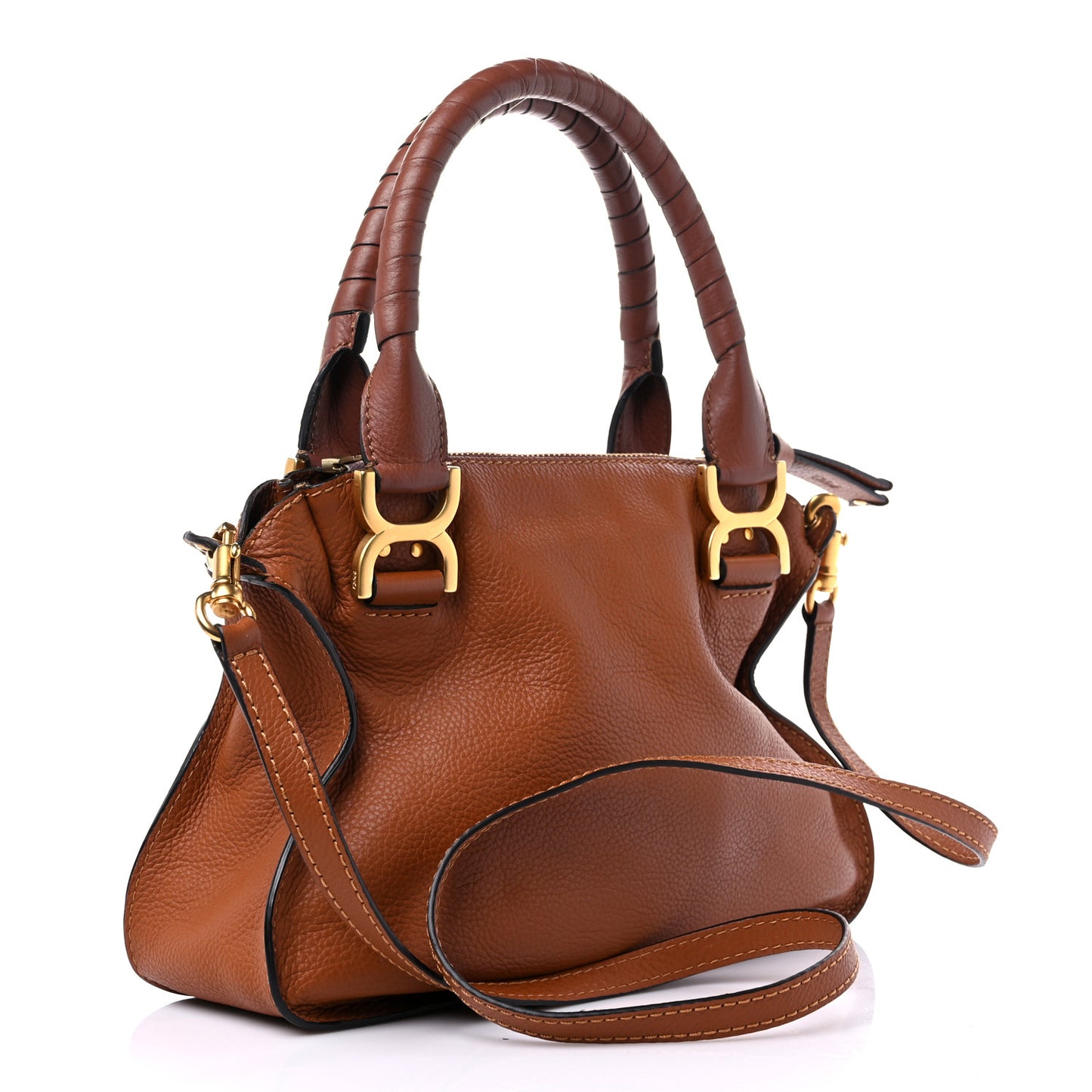 Calfskin Small Marcie Satchel Tan