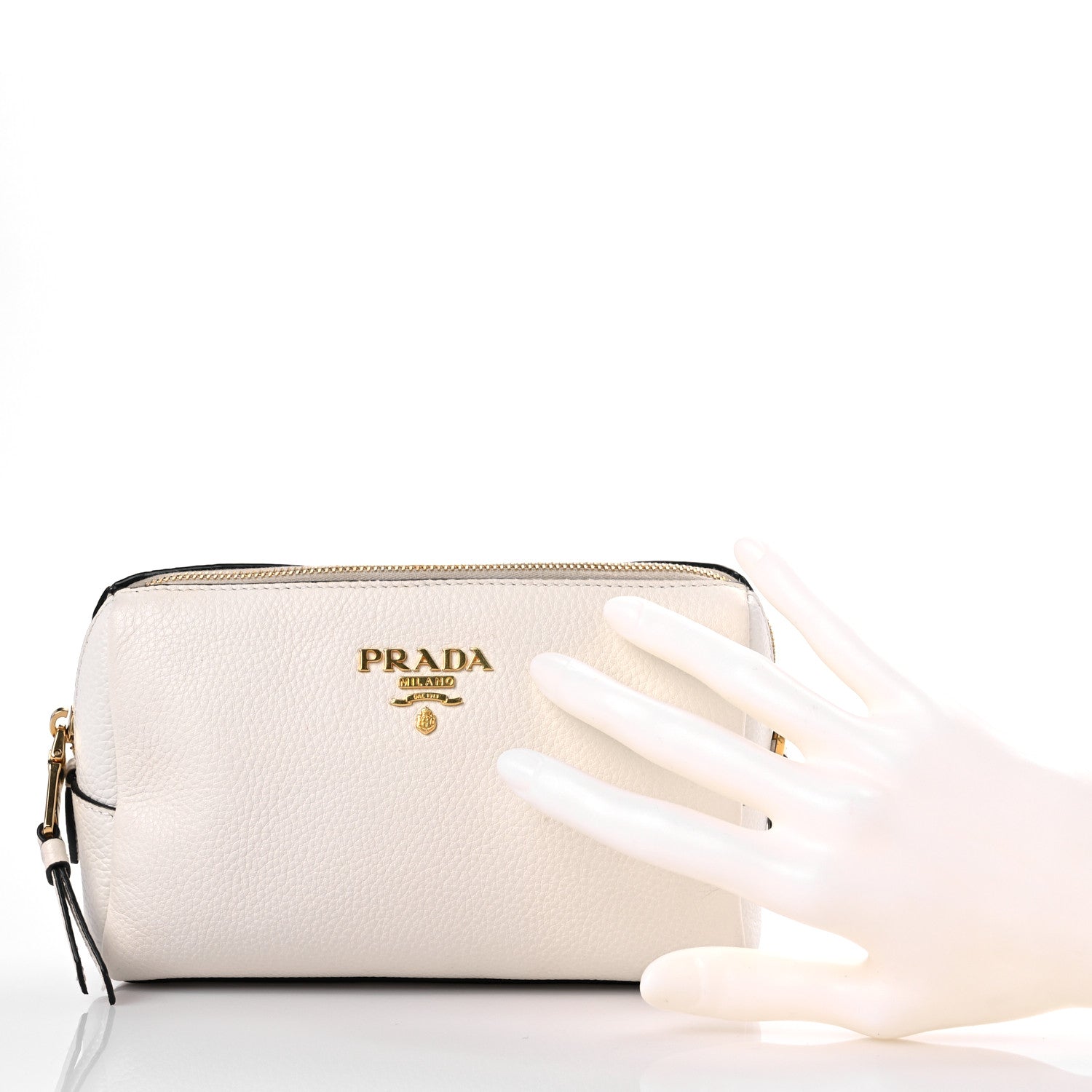 Prada Vitello Daino Cosmetic Pouch White 2 of 15