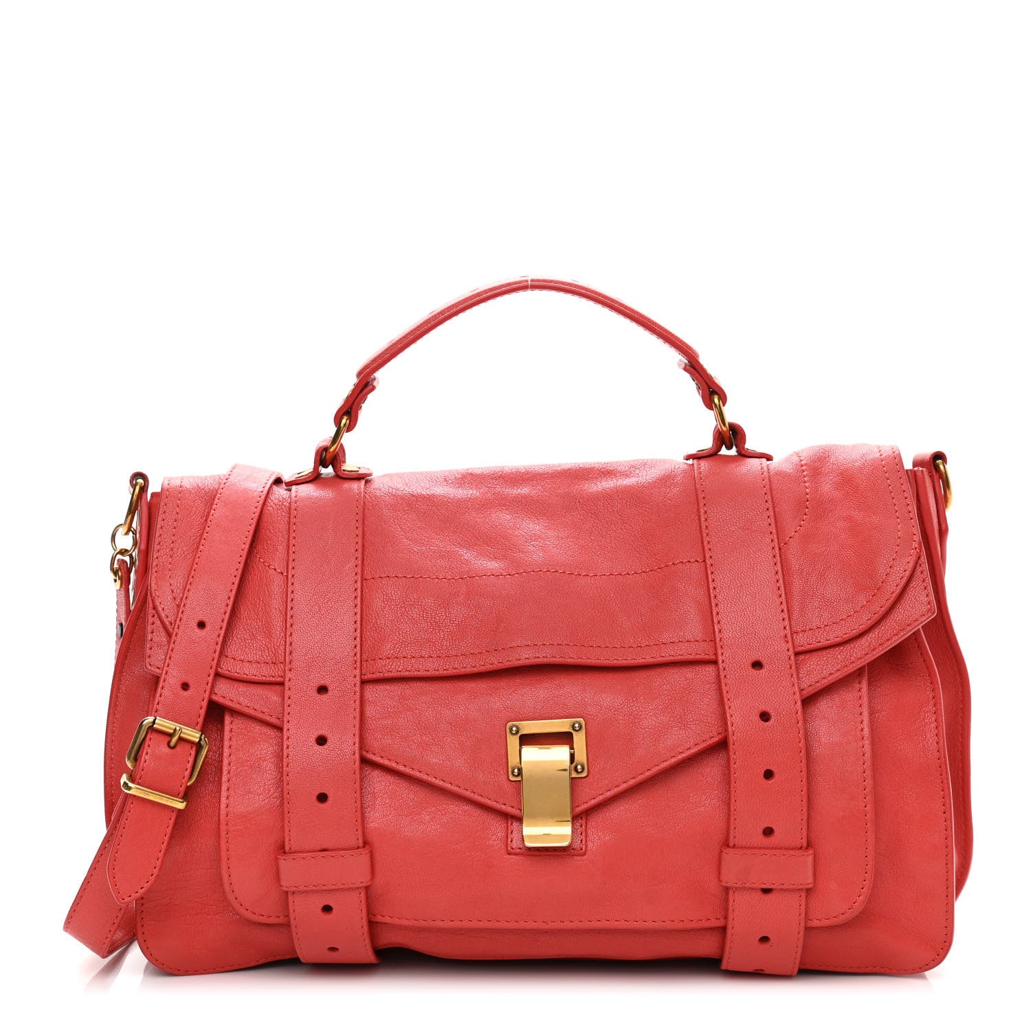 Proenza Schouler Lambskin Medium PS1 Satchel Deep Coral 1 of 12