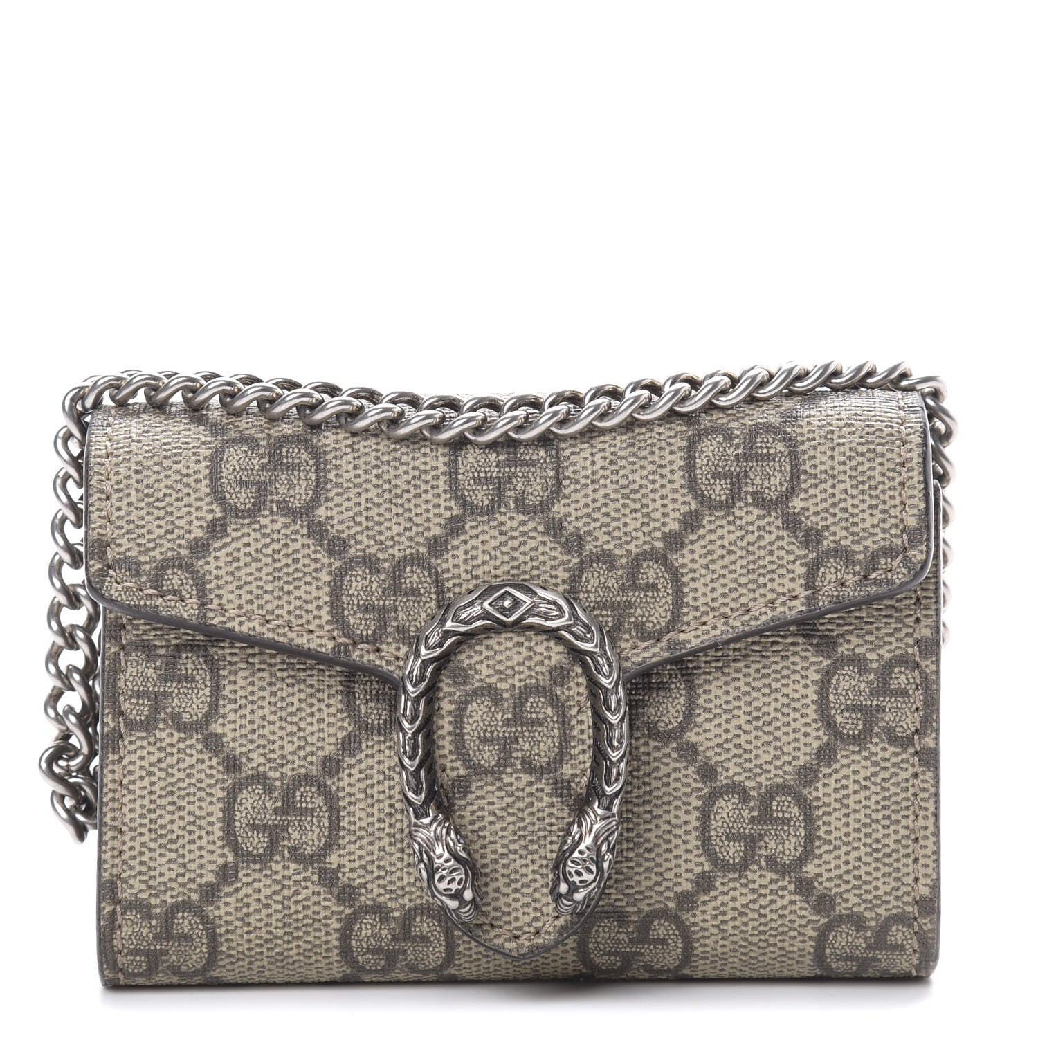 Gucci GG Supreme Monogram Dionysus Coin Purse Taupe 1 of 7