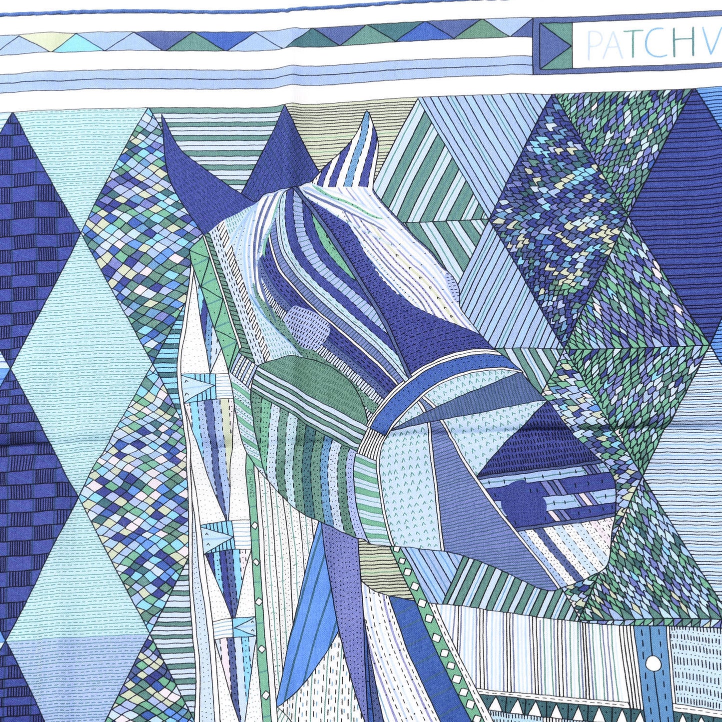 Cashmere Silk Patchwork Horse Shawl 140 Turquoise Vert Bleu