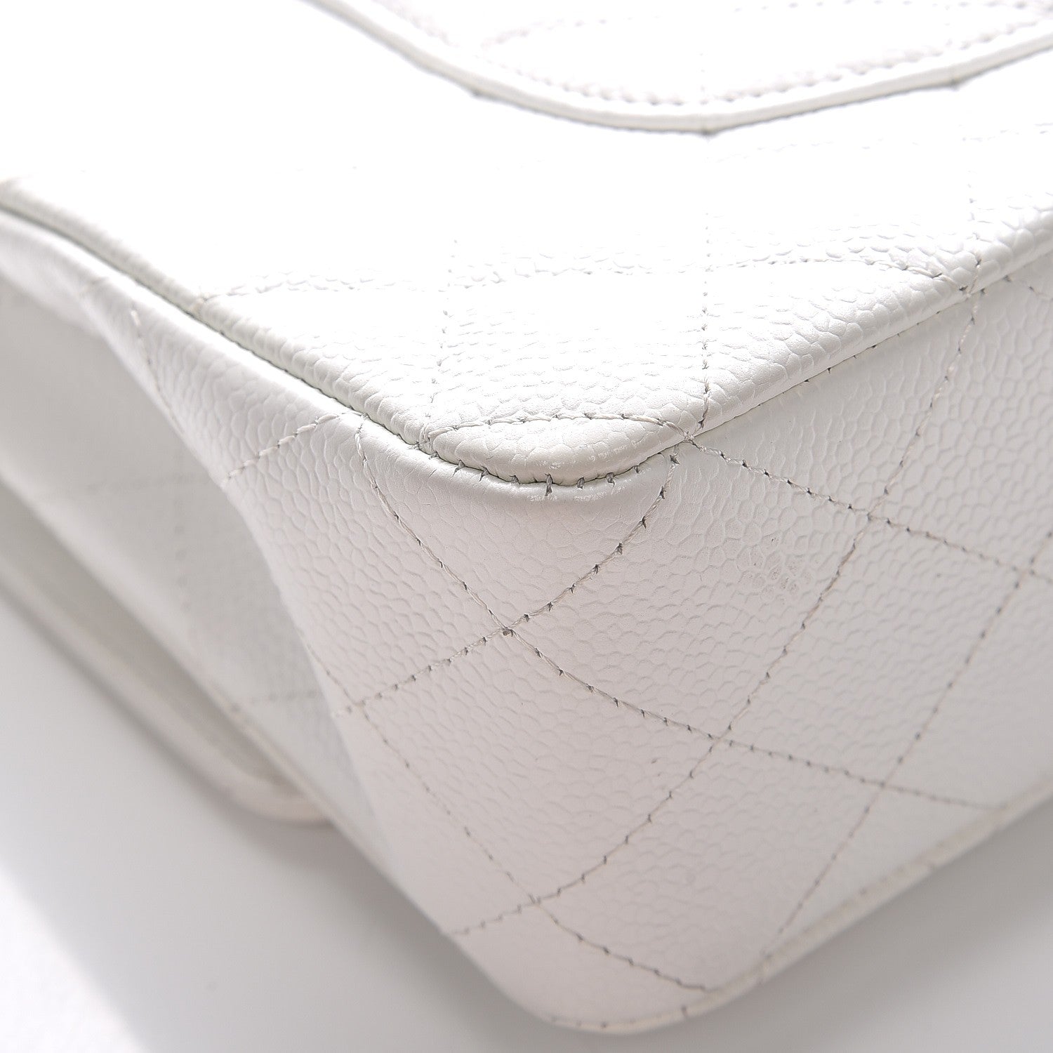 Chanel Caviar Quilted Medium Double Flap White 10 of 12